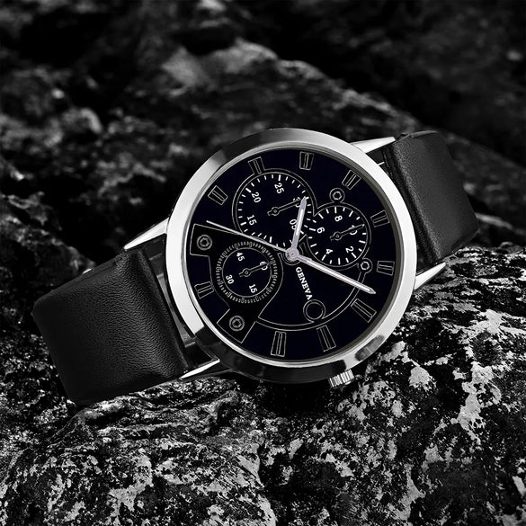 1 Piece Men'S Fashion Up Quartz Watch And 1 Piece Exquisite Lion'S Head Bracelet