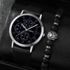 1 Piece Men'S Fashion Up Quartz Watch And 1 Piece Exquisite Lion'S Head Bracelet