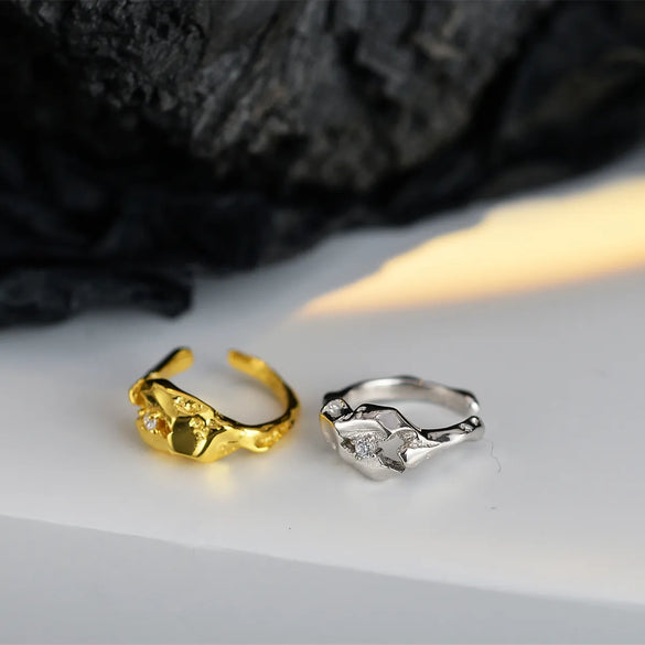 1 Piece Modern Style Irregular Plating Inlay Sterling Silver Zircon Ear Cuffs