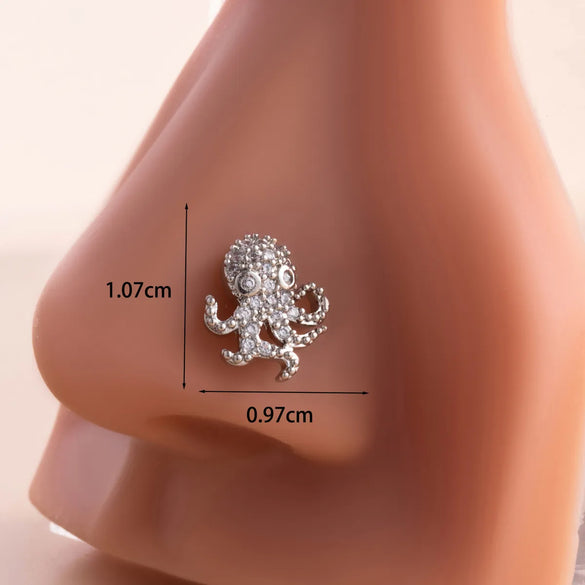 1 Piece Nose Rings & Studs Casual French Style Korean Style Bow Knot 316L Stainless Steel  Copper Inlay Zircon Nose Rings & Studs