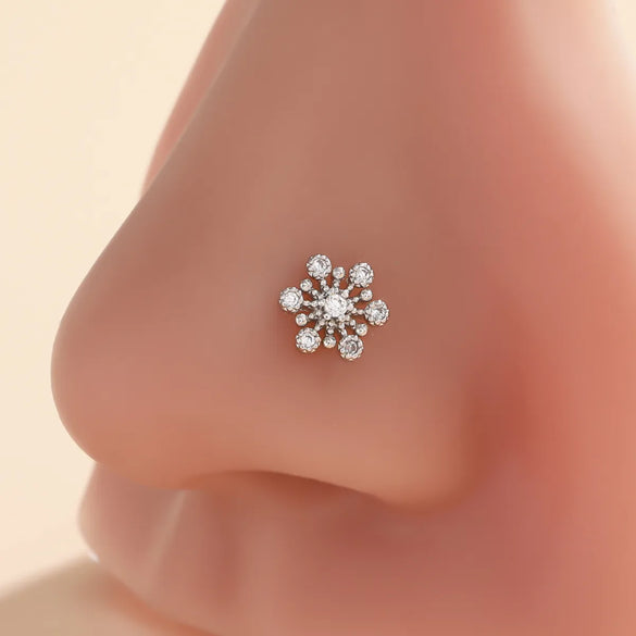 1 Piece Nose Rings & Studs Classic Style Geometric Moon Copper Polishing Plating Zircon 18K Gold Plated Nose Rings & Studs