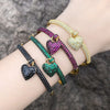 1 Piece Retro Heart Shape Copper Plating Inlay Zircon Bangle