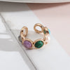 1 Piece Retro Round Alloy Inlay Natural Stone Resin Pearl Women'S Open Ring