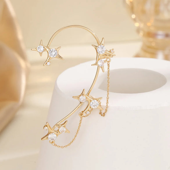 1 Piece Simple Style Classic Style Chain Inlay Copper Zircon 18K Gold Plated Silver Plated Ear Cuffs