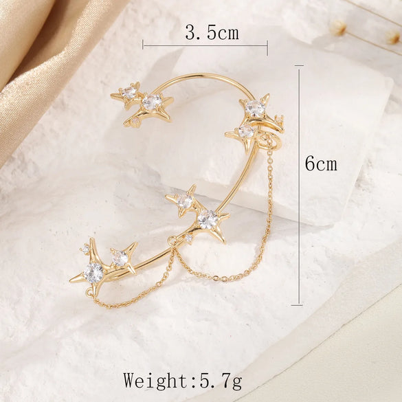 1 Piece Simple Style Classic Style Chain Inlay Copper Zircon 18K Gold Plated Silver Plated Ear Cuffs