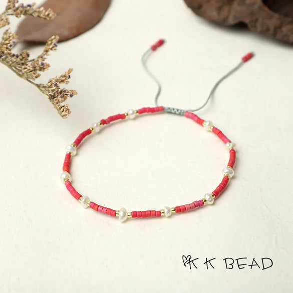 1 Piece Simple Style Color Block Freshwater Pearl Glass Beaded Bracelets