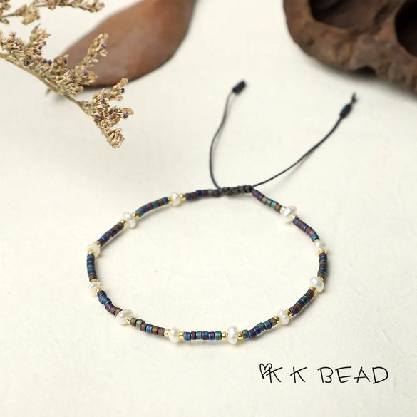 1 Piece Simple Style Color Block Freshwater Pearl Glass Beaded Bracelets