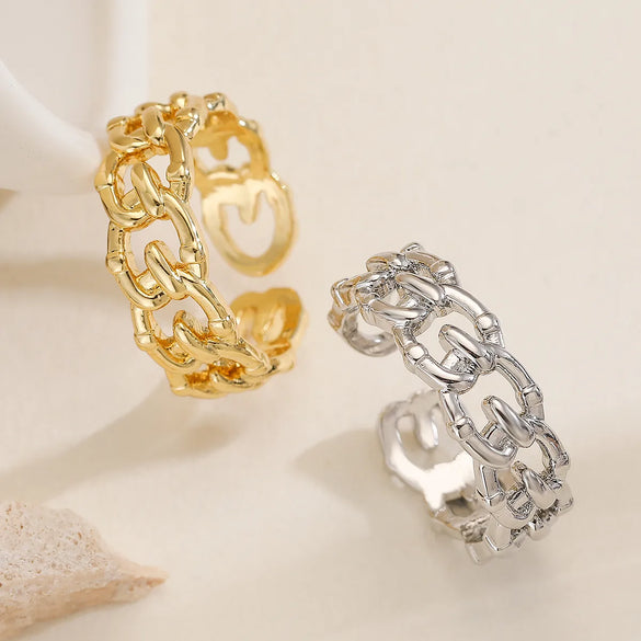 1 Piece Simple Style Commute Solid Color Copper Rings