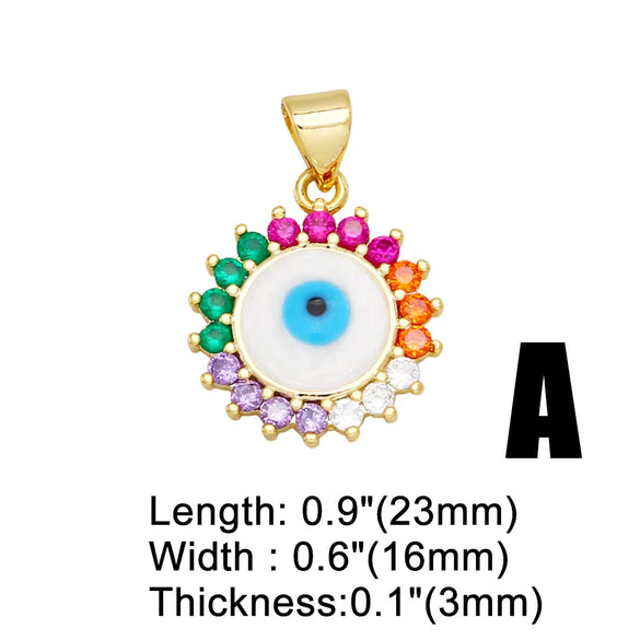 1 Piece Simple Style Devil'S Eye Copper Inlay Artificial Pearls Zircon 18k Gold Plated Pendants Jewelry Accessories