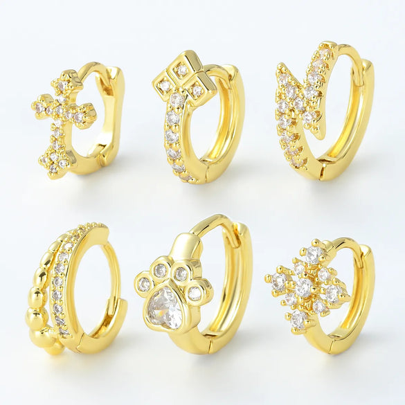 1 Piece Simple Style Geometric Plating Inlay Brass Zircon 18k Gold Plated Silver Plated Earrings