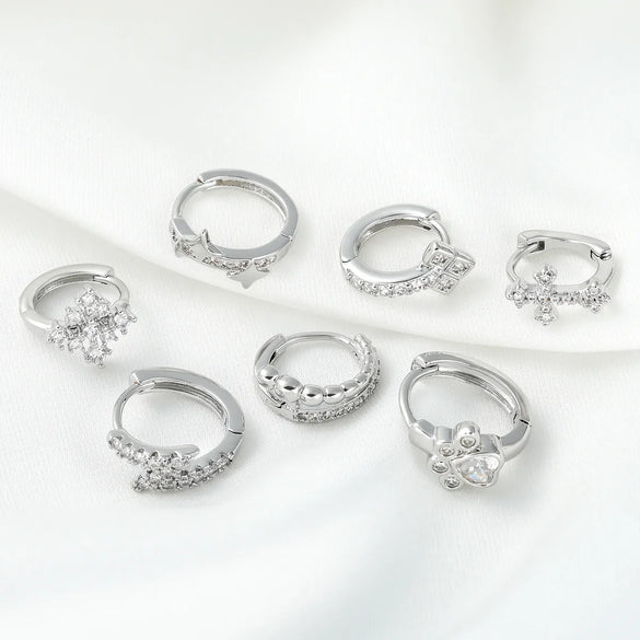 1 Piece Simple Style Geometric Plating Inlay Brass Zircon 18k Gold Plated Silver Plated Earrings