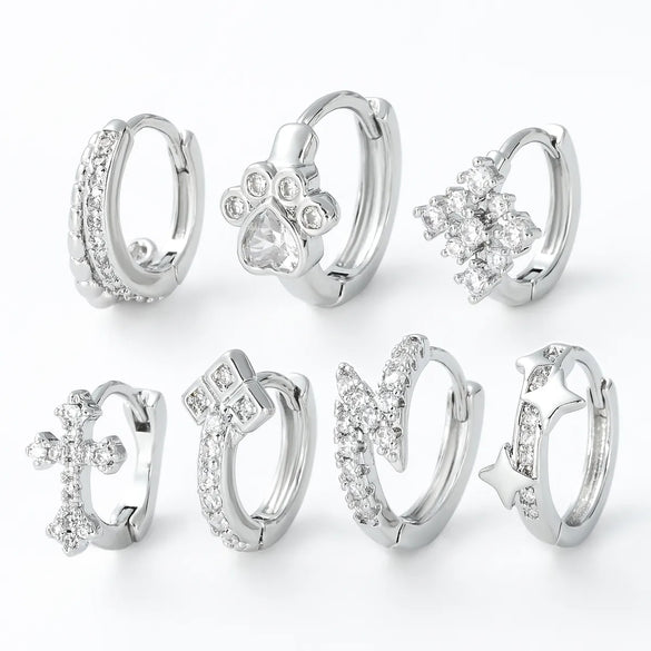 1 Piece Simple Style Geometric Plating Inlay Brass Zircon 18k Gold Plated Silver Plated Earrings