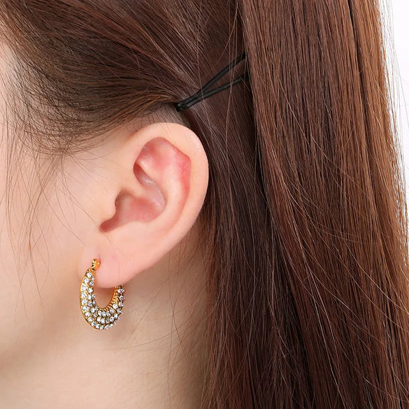 1 Piece Simple Style Geometric Solid Color 304 Stainless Steel 18K Gold Plated Earrings