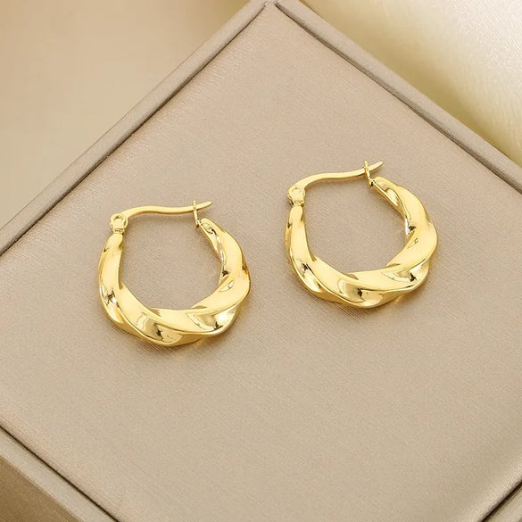 1 Piece Simple Style Geometric Solid Color 304 Stainless Steel 18K Gold Plated Earrings