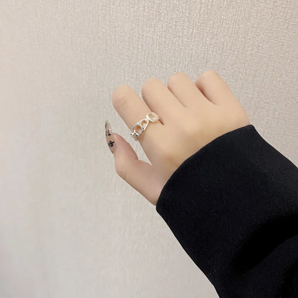 1 Piece Simple Style Geometric Sterling Silver Plating Open Ring