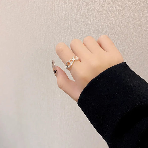 1 Piece Simple Style Geometric Sterling Silver Plating Open Ring