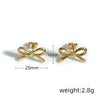 1 Piece Simple Style Heart Shape Bow Knot Plating 304 Stainless Steel 18K Gold Plated Ear Studs