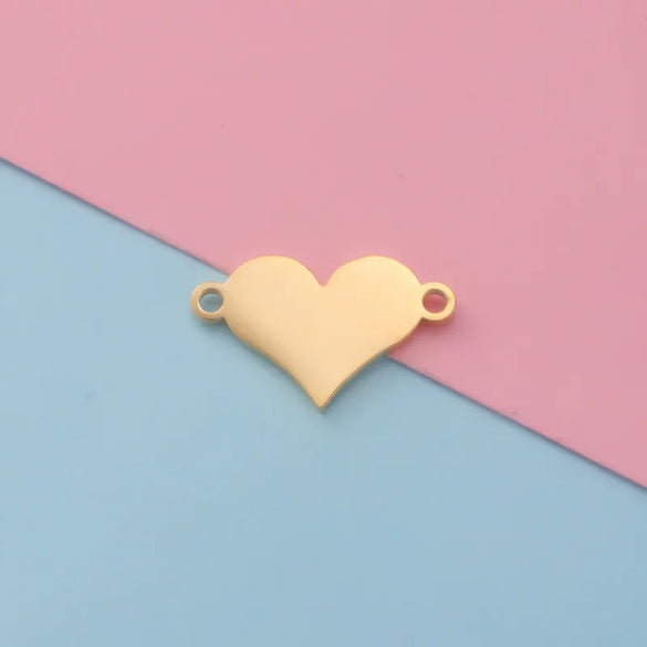 1 Piece Stainless Steel 18K Gold Plated Customization Laser Engraving Heart Shape Pendant