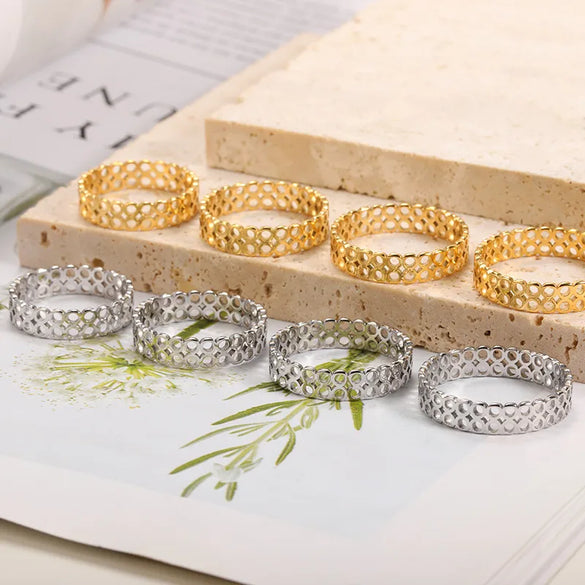 1 Piece Simple Style Heart Shape Stainless Steel Plating Rings