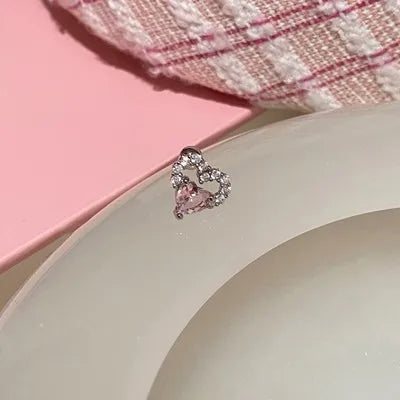 1 Piece Simple Style Moon Titanium Steel Inlay Zircon Ear Studs