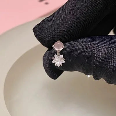 1 Piece Simple Style Moon Titanium Steel Inlay Zircon Ear Studs