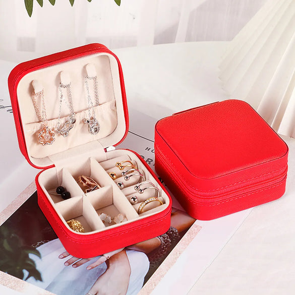 Simple Style Solid Color Leather Jewelry Boxes