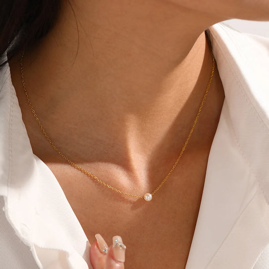 1 Piece Simple Style Solid Color Stainless Steel Stainless Steel Chain Pendant Necklace