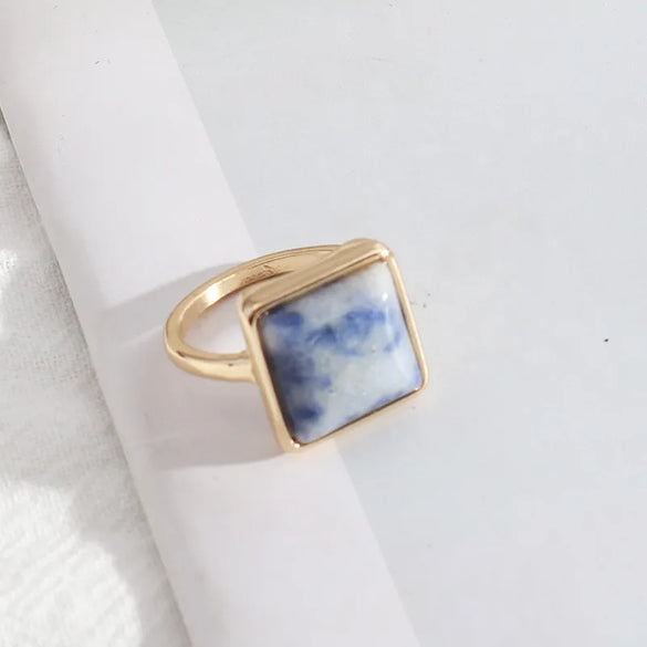 1 Piece Simple Style Square Alloy Plating Inlay Natural Stone Women'S Rings