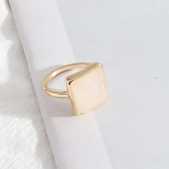 1 Piece Simple Style Square Alloy Plating Inlay Natural Stone Women'S Rings