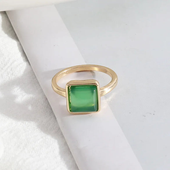 1 Piece Simple Style Square Alloy Plating Inlay Natural Stone Women'S Rings