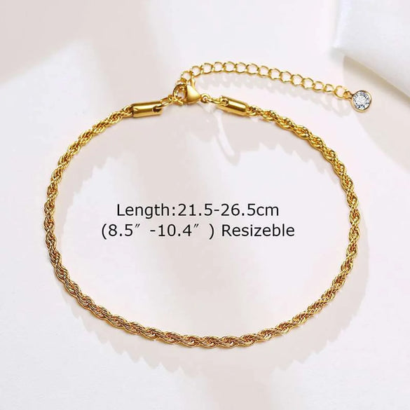 1 Piece Simple Style Twist Titanium Steel Women's Anklet