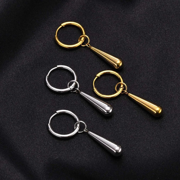 1 Piece Simple Style Water Droplets 201 Stainless Steel Drop Earrings