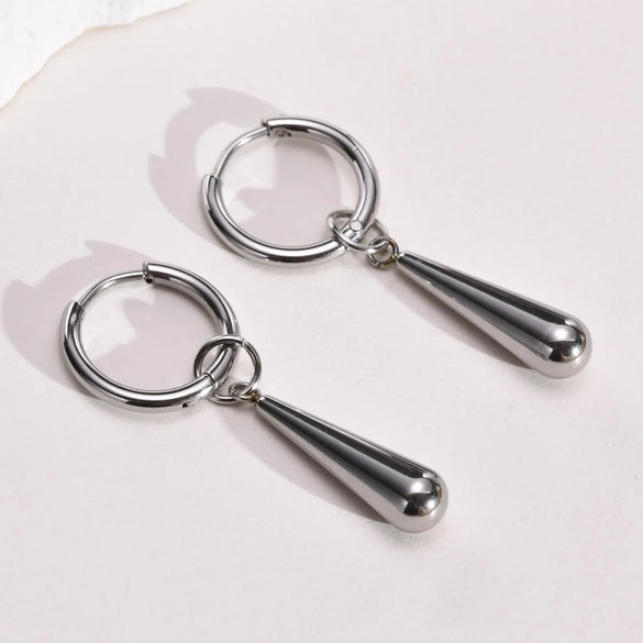 1 Piece Simple Style Water Droplets 201 Stainless Steel Drop Earrings