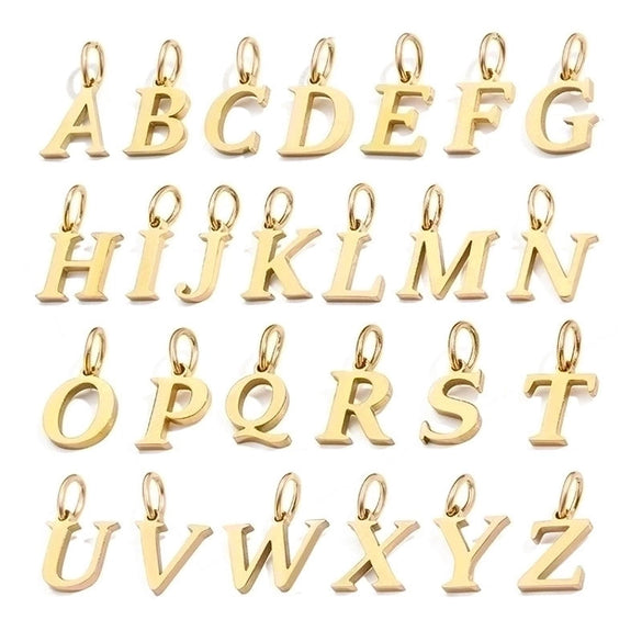 1 Piece Stainless Steel 14K Gold Plated Letter Polished Pendant