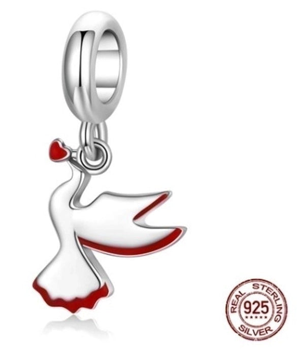 1 Piece Sterling Silver Zircon Enamel Inlay Polished Pendant Beads