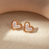 1 Piece Sweet Oval Heart Shape Inlay 304 Stainless Steel Pearl Ear Studs