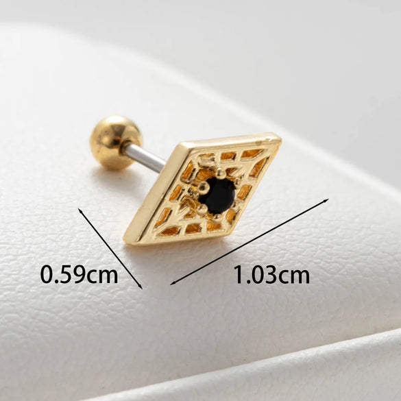1 Piece Sweet Simple Style Geometric Heart Shape Flower Inlay Copper Zircon Ear Studs Cartilage Earrings