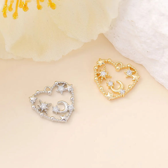 1 Piece Sweet Simple Style Star Moon Heart Shape Metal Plating Inlay Pendant Jewelry Accessories