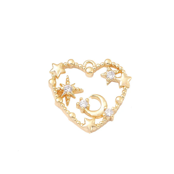 1 Piece Sweet Simple Style Star Moon Heart Shape Metal Plating Inlay Pendant Jewelry Accessories
