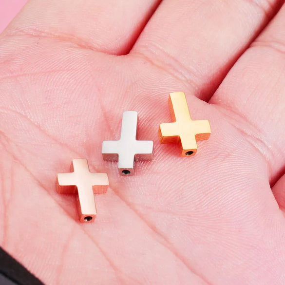 1 Piece Titanium Steel 18K Gold Plated Cross Customization Laser Engraving Pendant