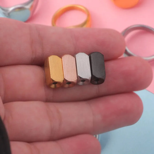 1 Piece Titanium Steel 18K Gold Plated Customization Laser Engraving Solid Color Beads