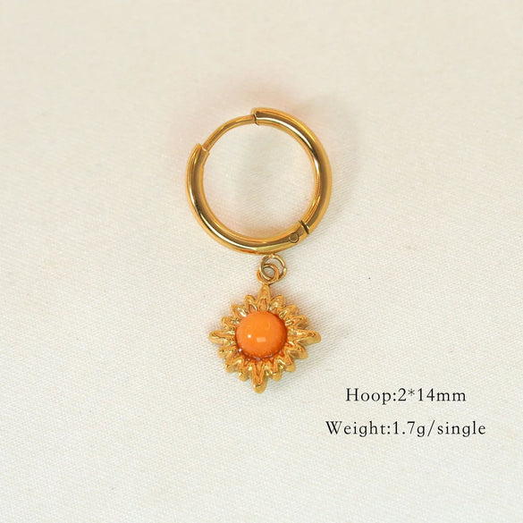 1 Piece Vintage Style Classic Style Star Shell Fish Tail Plating Inlay 304 Stainless Steel Agate Shell Zircon 14K Gold Plated Drop Earrings