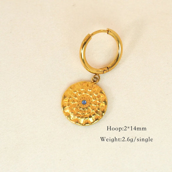 1 Piece Vintage Style Classic Style Star Shell Fish Tail Plating Inlay 304 Stainless Steel Agate Shell Zircon 14K Gold Plated Drop Earrings