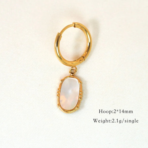 1 Piece Vintage Style Classic Style Star Shell Fish Tail Plating Inlay 304 Stainless Steel Agate Shell Zircon 14K Gold Plated Drop Earrings