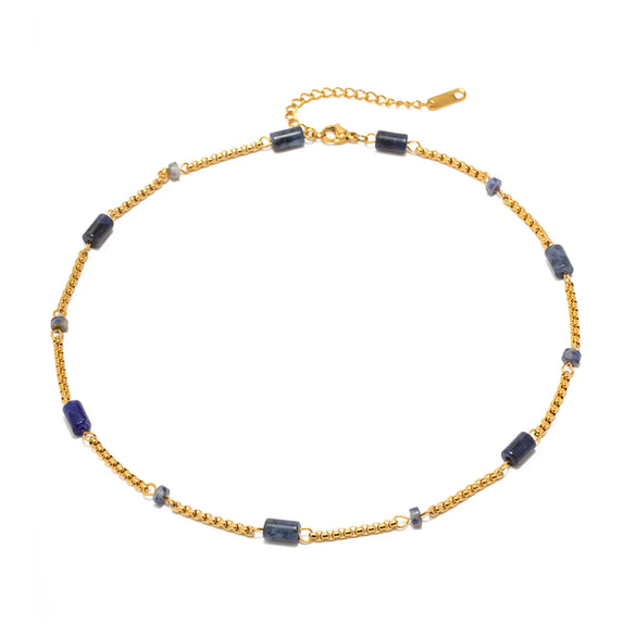 1 Piece Vintage Style Geometric Stainless Steel Natural Stone Plating Necklace