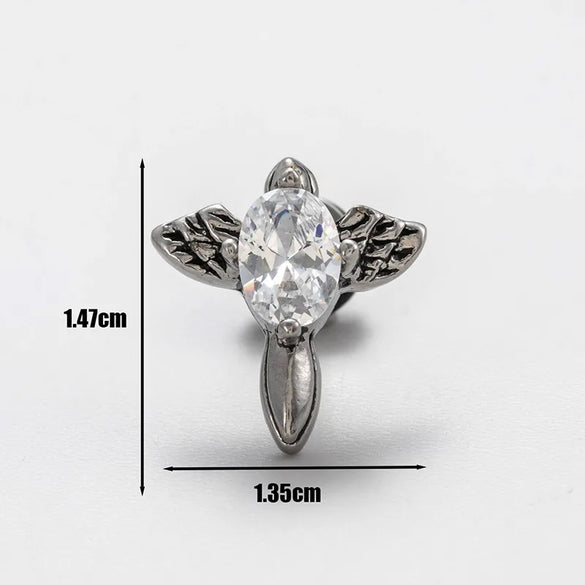 1 Piece Vintage Style Geometric 316 Stainless Steel  Zircon Ear Studs