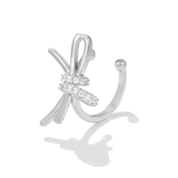 1 Piece Vintage Style Geometric Star Bow Knot Plating Inlay Copper Zircon Ear Cuffs