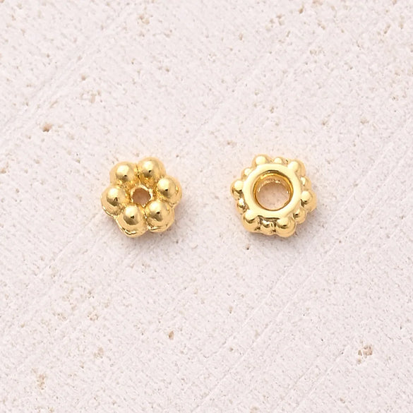1 Set 100 PCS/Package 3.5X3.5mm 4x3.5mm Hole 1~1.9mm Alloy 18K Gold Plated Round Snowflake Polished Beads Spacer Bars