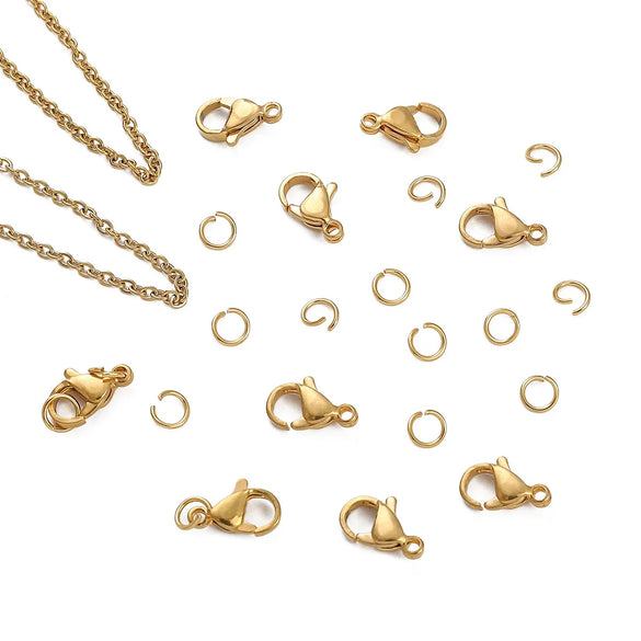 1 Set 304 Stainless Steel Solid Color Chain Lobster Clasp