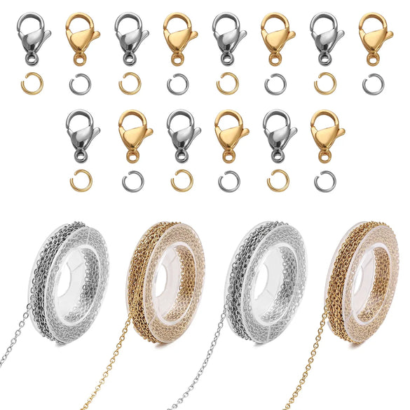 1 Set 304 Stainless Steel Solid Color Chain Lobster Clasp